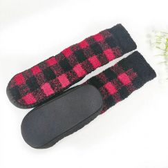 Red and Black Check Winter Sock Shoes 20 Pairs