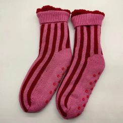 Solid Pink Vertical Stripe Custom Winter Socks 20 Pairs