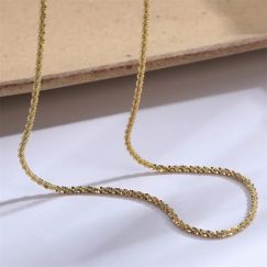 Shiny Stainless Steel Gold Glitter Chain Necklaces 14PCS